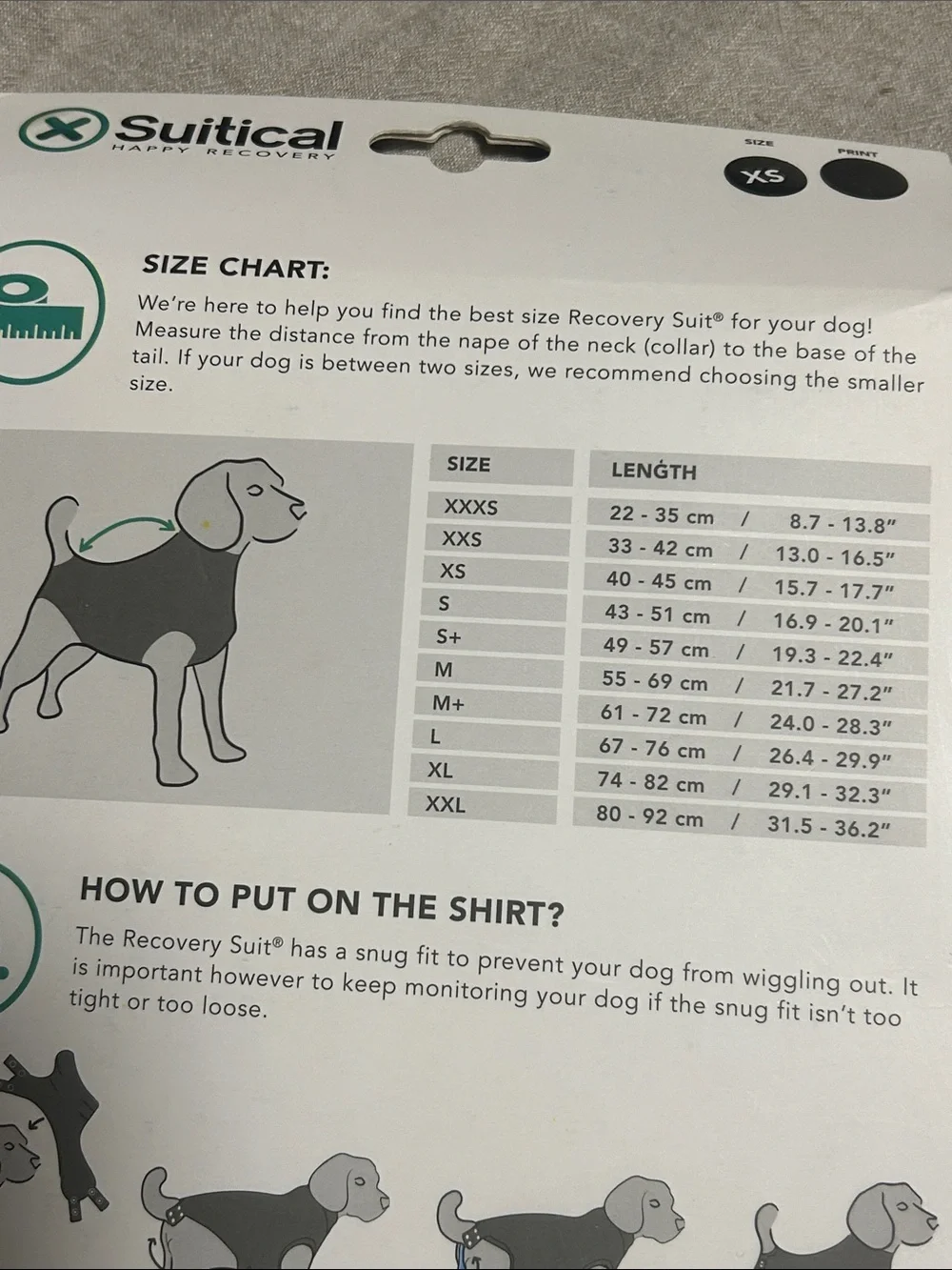 NEW! Suitical Recovery Suit for Dogs, X-Small, Black
